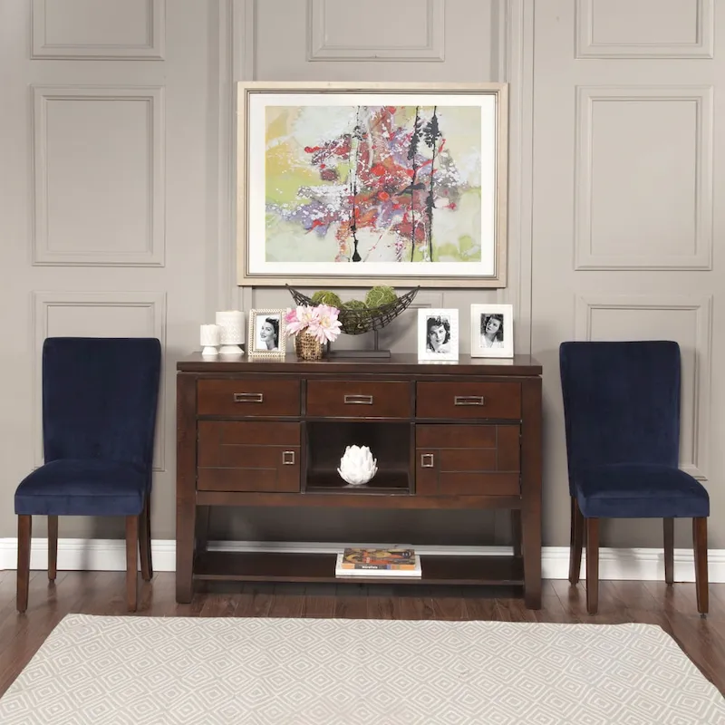 HomePop Classic Velvet Parsons Dining Chair - Dark Navy Blue Velvet (Set of 2)