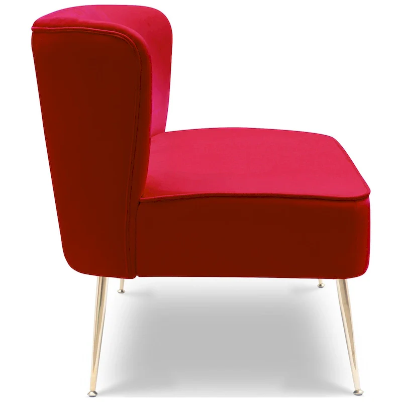 Upholstered Velvet Polyester 46 Wide Loveseat - Armless/ Scalloped Back