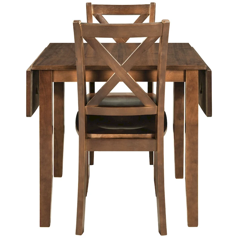 3-Piece Wooden Breakfast Nook Dining Table Set with Drop Leaf Table