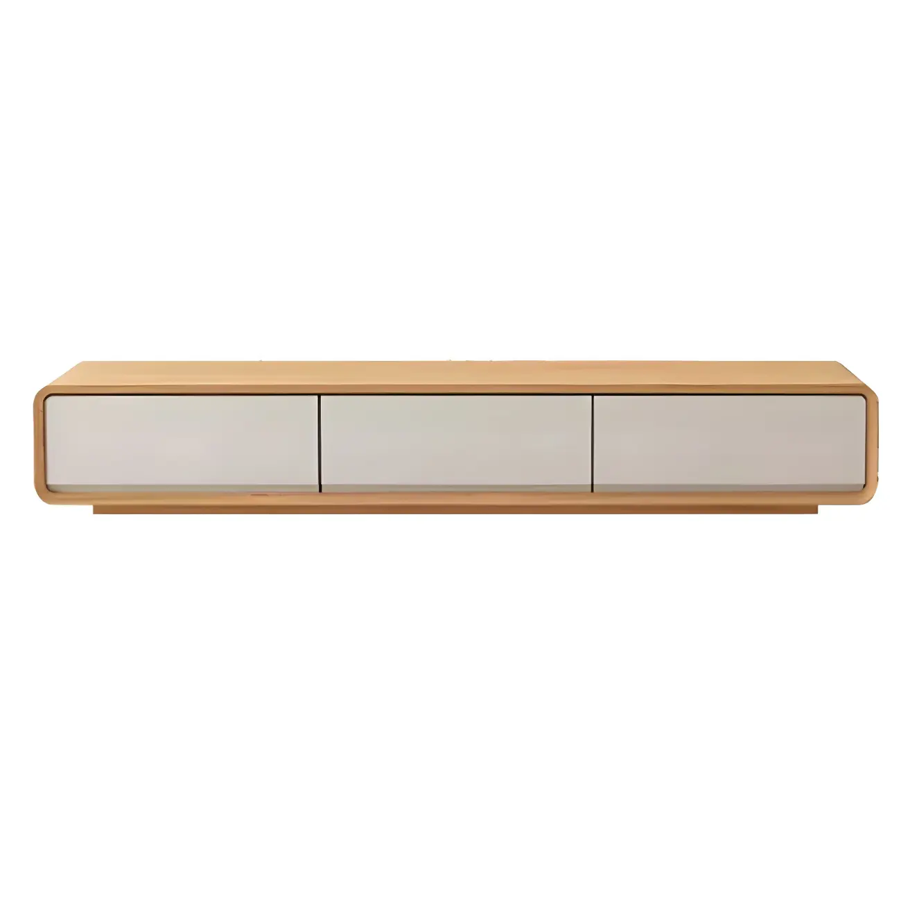 79 Natural Wood Long Floating TV Stand with Drawers