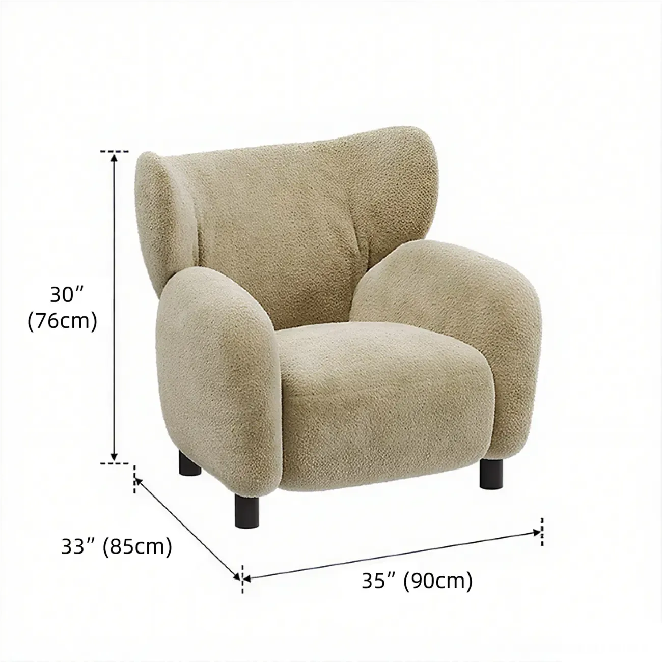Modern Chenille Fabric Wingback Accent Chair with Arms