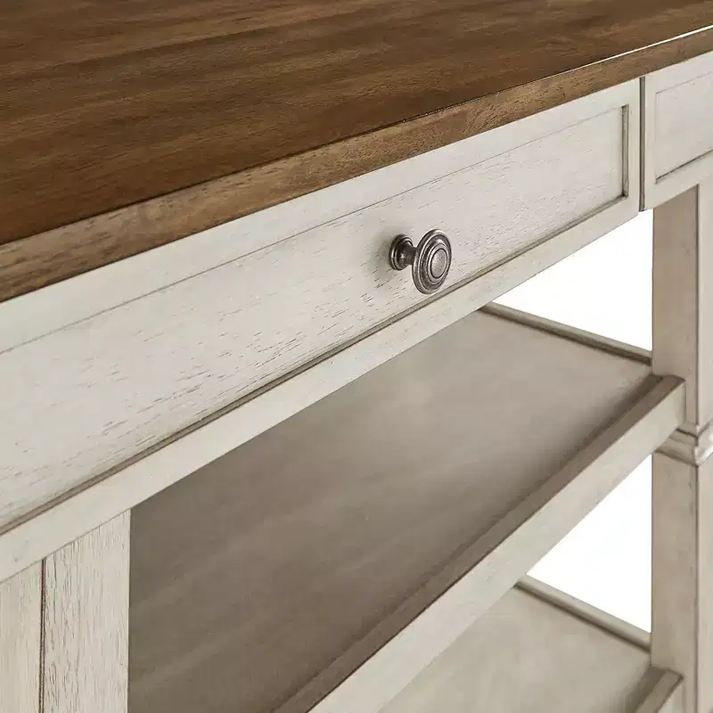 Two-Tone Kitchen Island with Drawers – Antique Grey / Antique White / Black