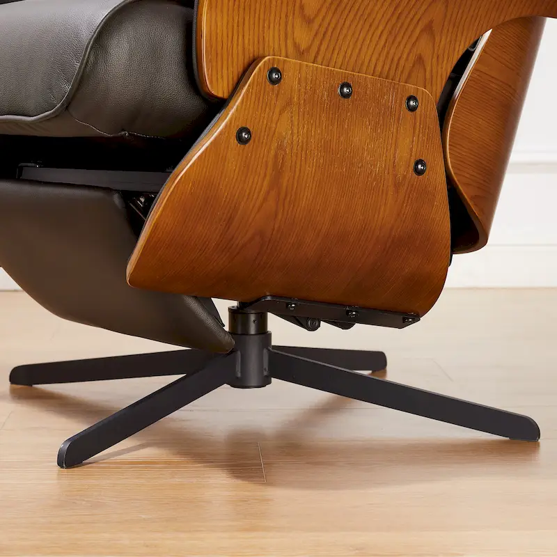 Art Leon Mid-century Modern Genuine Leather Lounge Chair Recliner