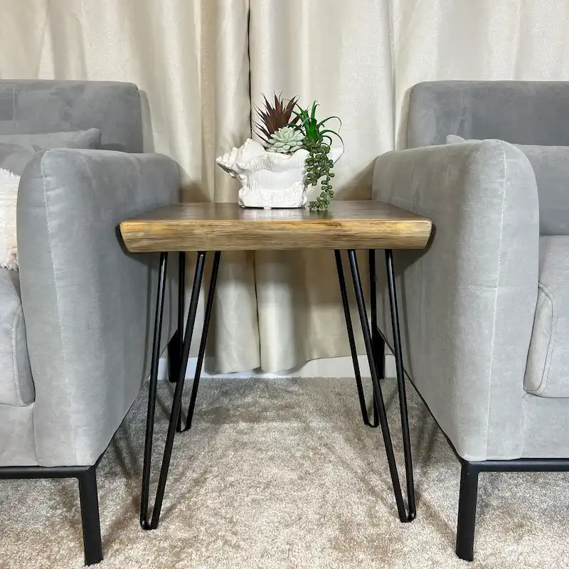 Greenage Teak End Table Solid Live Edge Side Table