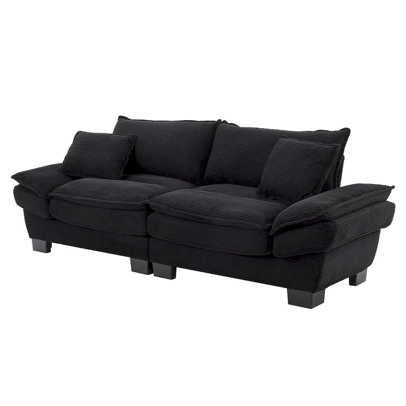 65.5 Upholstered 3-Seater Sofa Couch with Two Pillows and Sturdy Construction