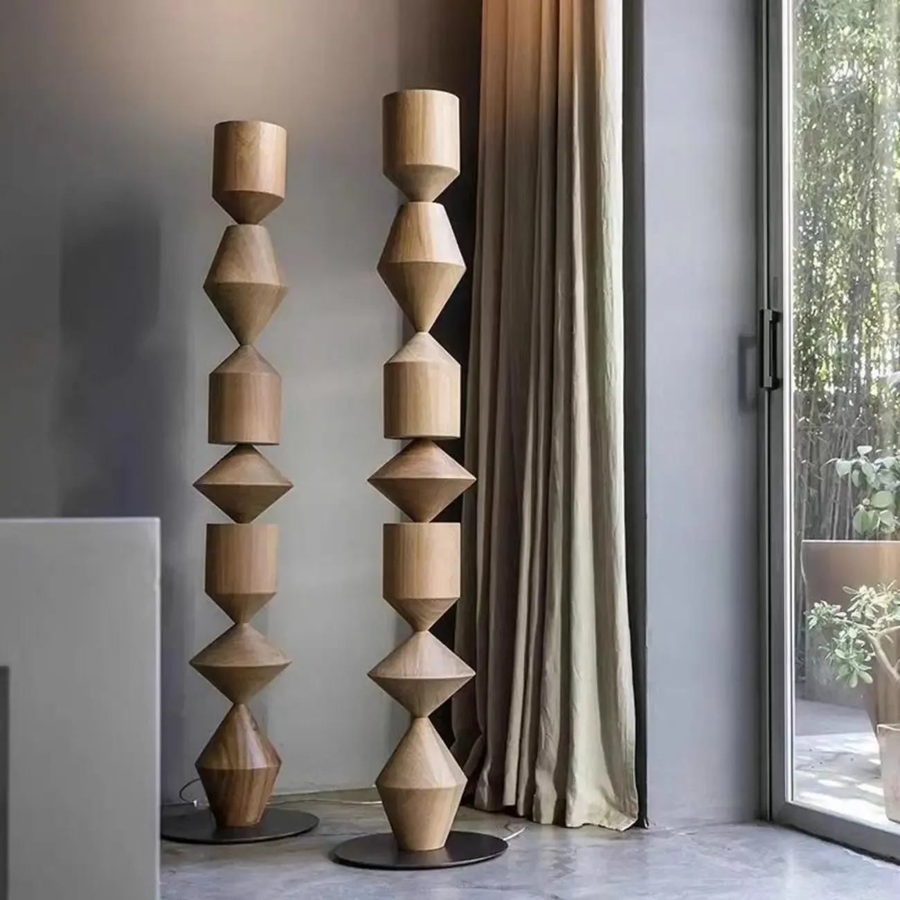 Contemporary Sculptural Geometric Metal Floor Lamp for Living Room