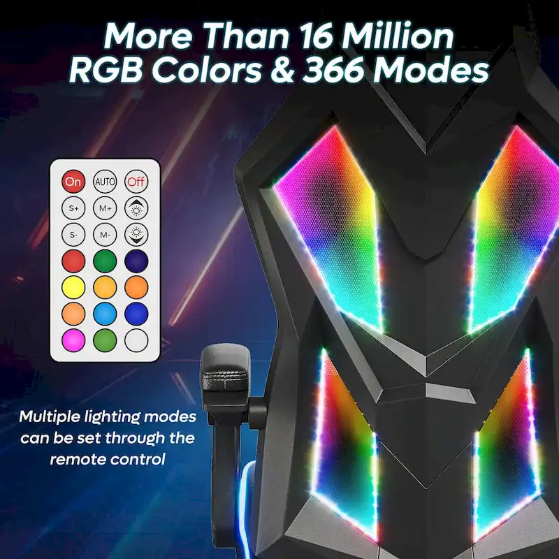 Ergonomic Gaming Chair with RGB LED Lights, Ventilated Fabric Computer Chair with Pocket Spring Cushion and Articulated Armrests