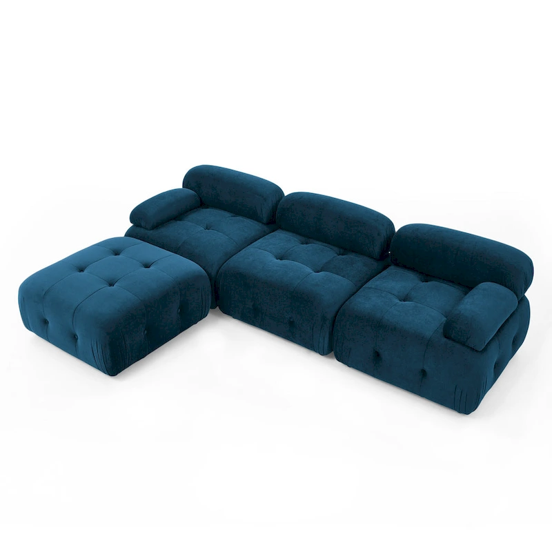 Blue 93 Modular L-Shaped 4-Seater Sofa with Reversible Ottoman