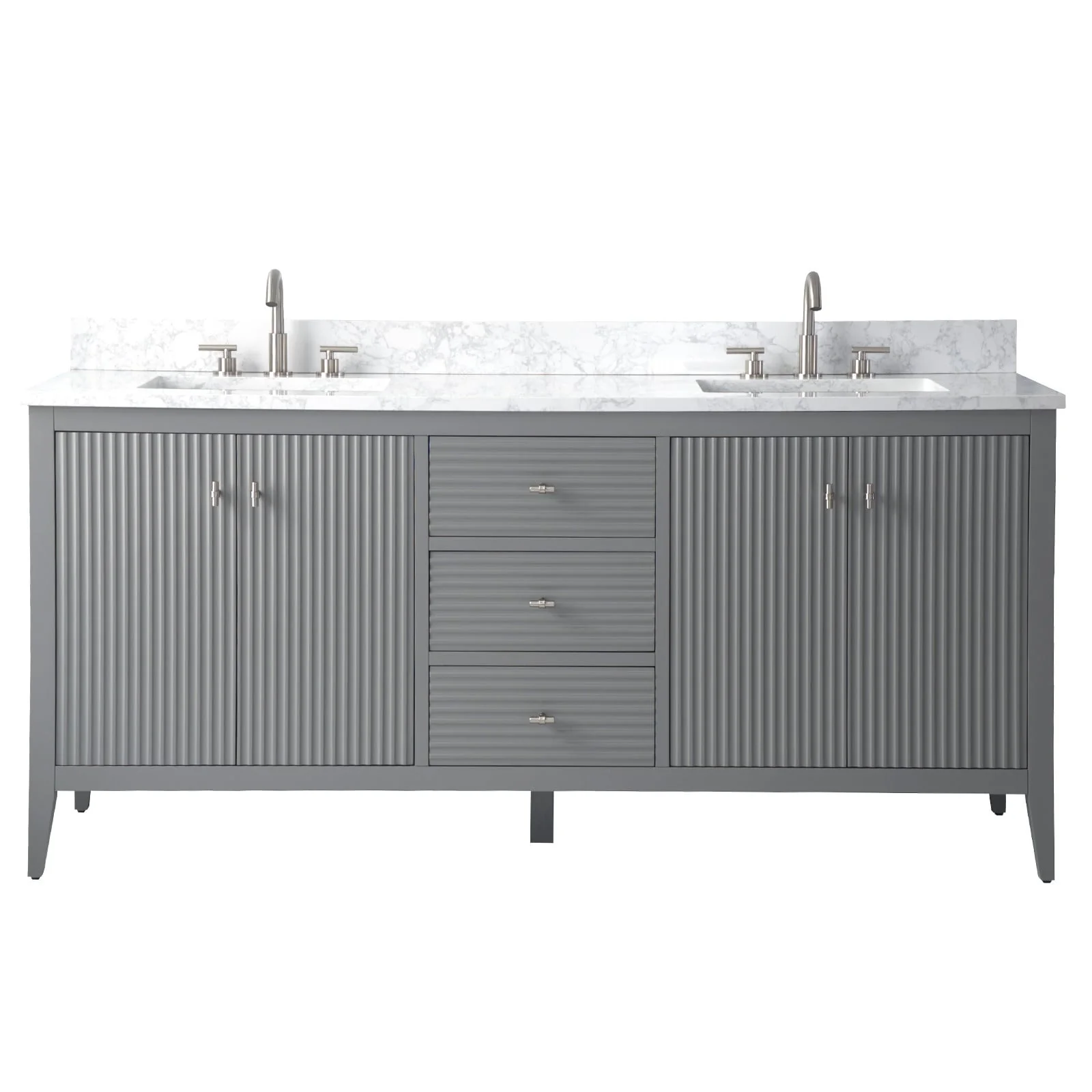 Vanity Art 72 Double Sink Bathroom Vanity Cabinet with Engineered Marble Top