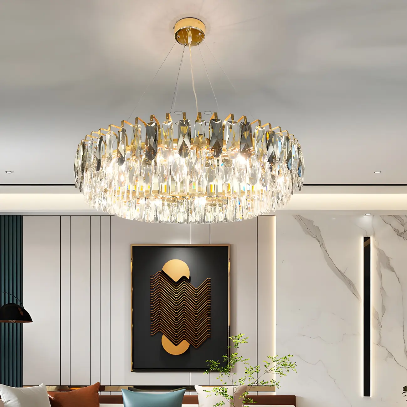 Elegant Modern Oval Clear Crystal Chandelier