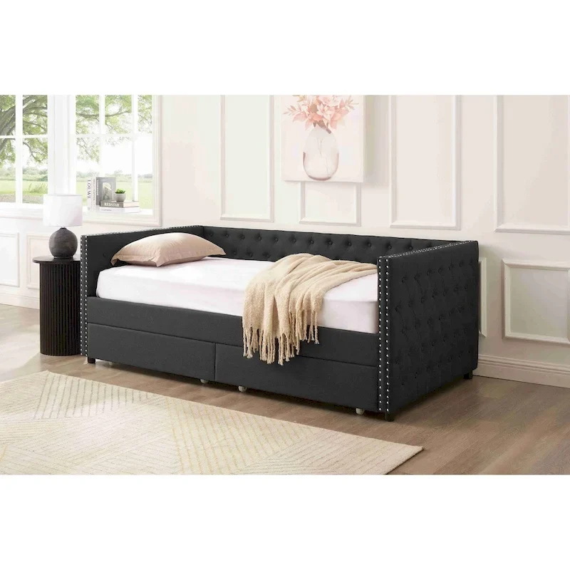Upholstered Daybed with Storage Drawers
