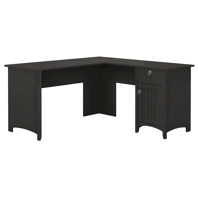 L-shaped Vintage Black Storage Desk