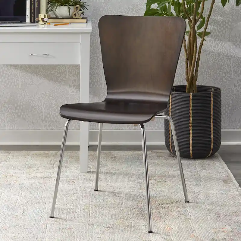 Hourglass Bentwood Chair, Grey/White/Espresso, Chrome Legs, Retro, Seats 1
