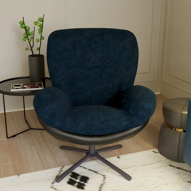 Swivel Accent Chair,Lounge Chair with Metal Base Frame,Comfy Single Leisure Sofa Chair Reading Chair with 360 Degree Swiveling