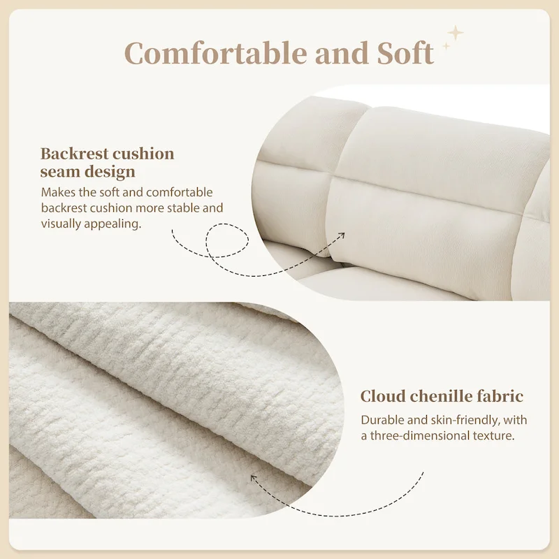 110  Modern L-Shaped Convertible 5-Seat Sectional Sofa with Removable Ottoman and 5 Cushions, Plush Chenille Fabric