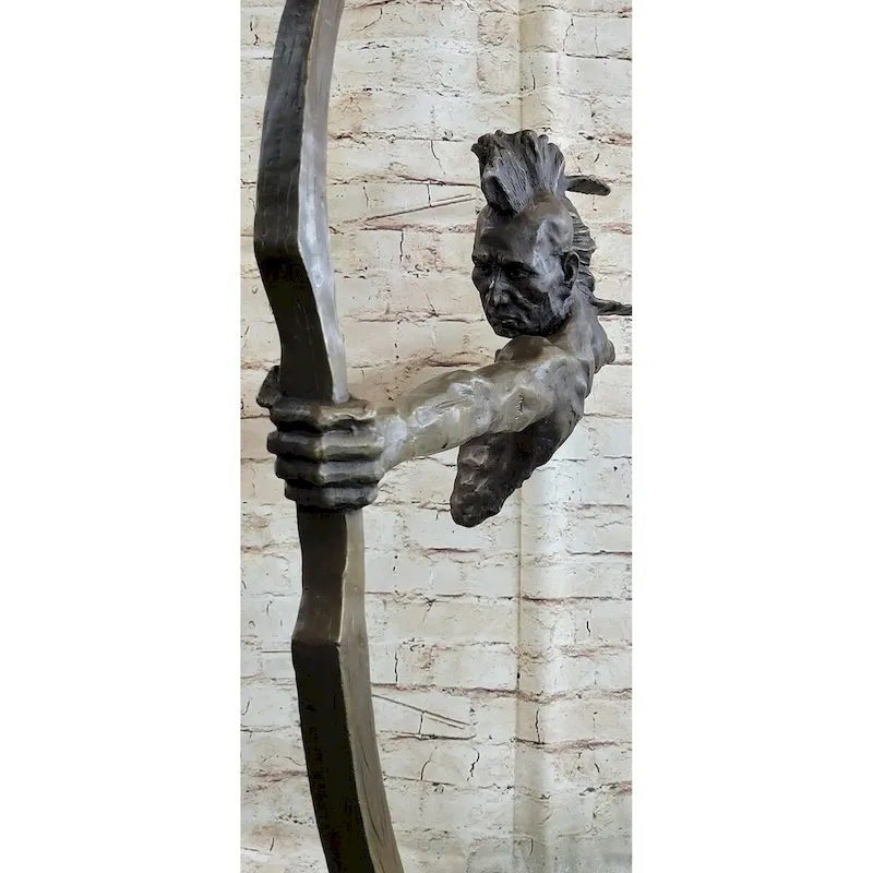 Native American Indian Mohawk Archer Bronze Bust Sculpture Statue Mario Nick 29 Inches X 23 Inches