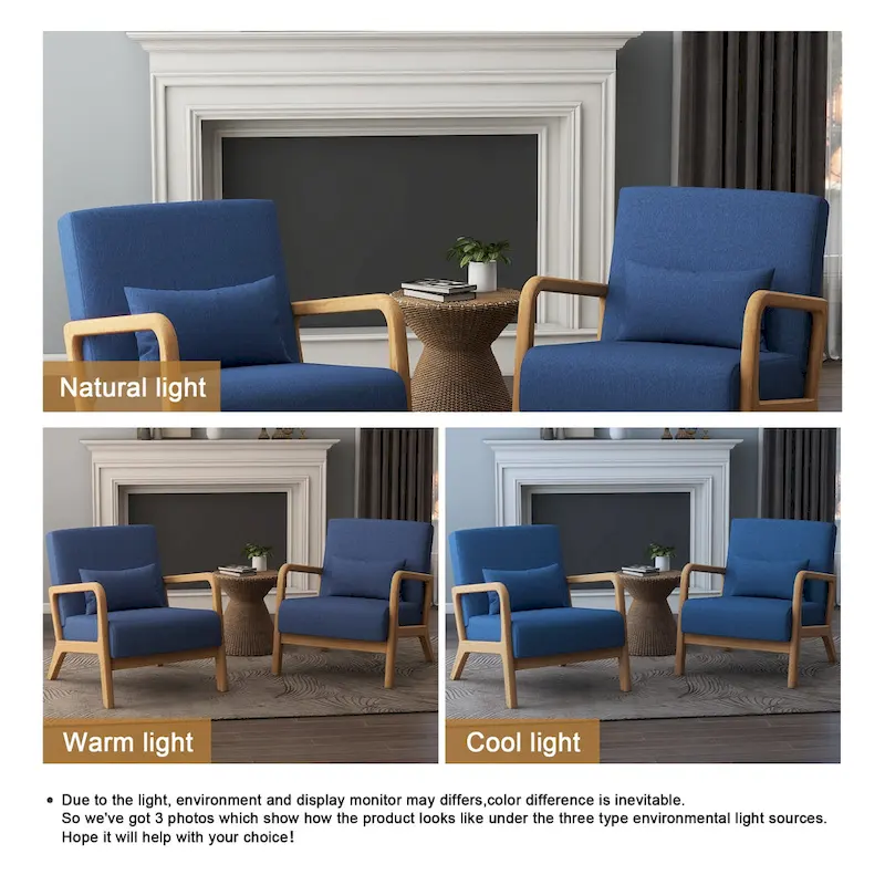 Upholstered Armchair Leisure Chair Accent Chairs Set of 2 with Pillow