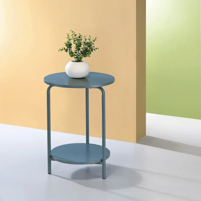 OS Home and Office Furniture Elgin Metal Accent Table in Bluestone