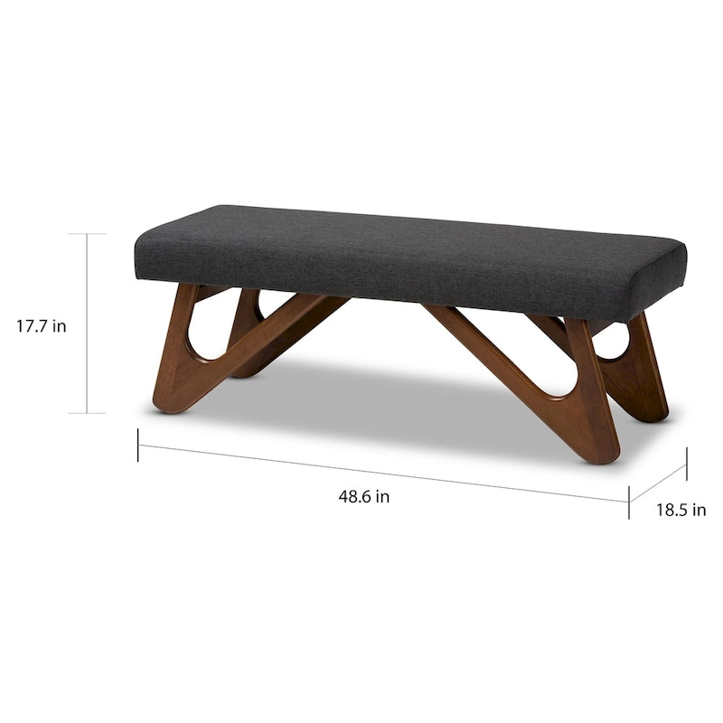 Carson Carrington Ullaberg Mid-century Modern Upholstered Boomerang Bench