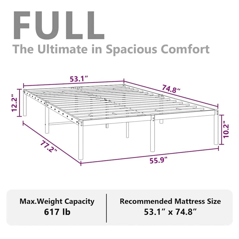 vidaXL Metal Bed Frame, No Mattress