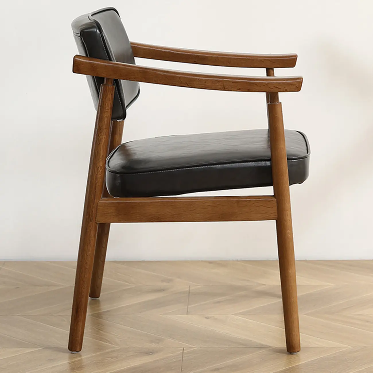 Modern Wooden Calfskin Upholstered Office Chair