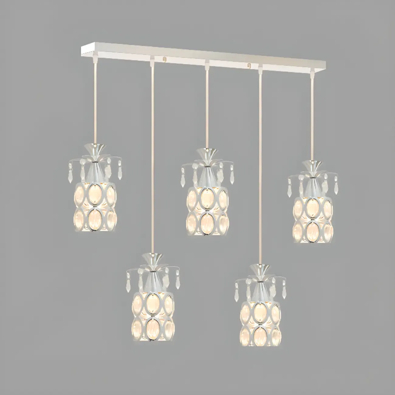 Elegant Cylinder Crystal Kitchen Island Pendant Light with Spotlight