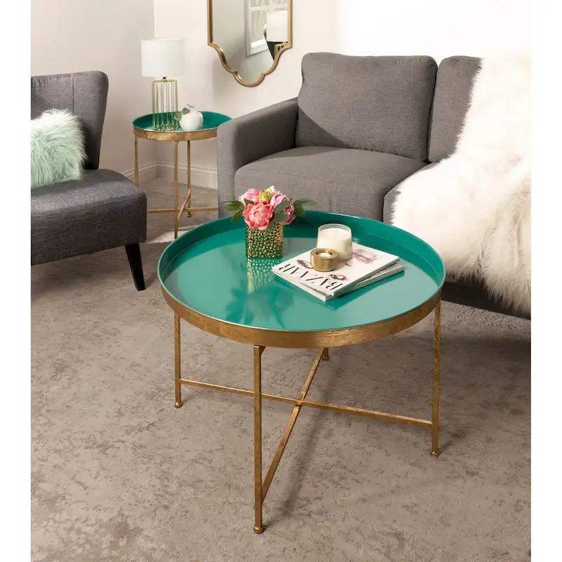 Kate and Laurel Celia Round Metal Coffee Table - 28.25x28.25x19