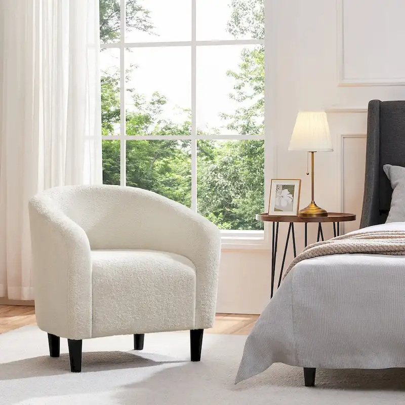 Yaheetech Club Chair Accent Barrel Chair Upholstered Arm Chair
