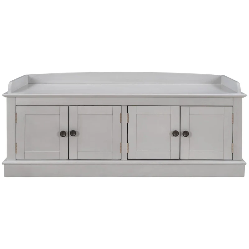 4-door Storage Bench with Adjustable Shelves and Removable Cushion - 42.7L x 15.9W x 17.4H