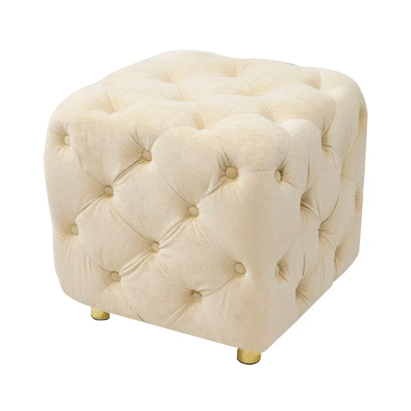 Modern Velvet Upholstered Square Tufted Ottoman by GDFStudio