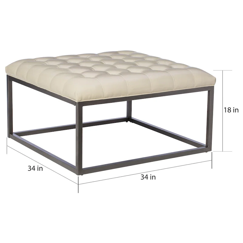 SEI Furniture Healy Faux Leather Tufted Ottoman