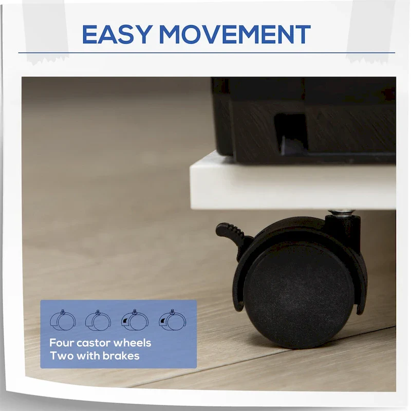 Rolling File Cabinet Cart,Mobile Printer Stand with Adjustable Shelf,Drawer and CPU Stand