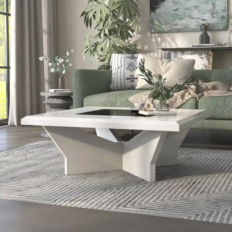 Ameena Contemporary Glass Insert Top Coffee Table by Furniture of America