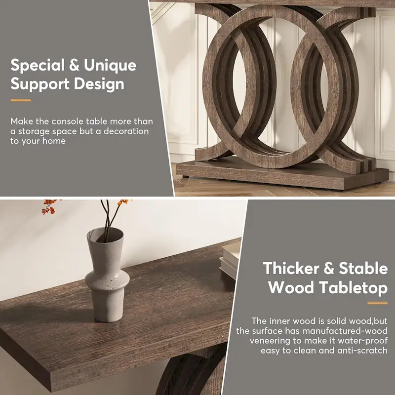 55 inches Console Table with Geometric Base