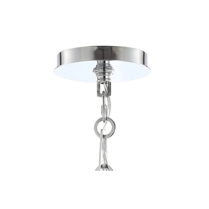 Gabrielle 4-Light 20  Adjustable Scalloped Shade Metal LED Pendant, Chrome/White by JONATHAN Y