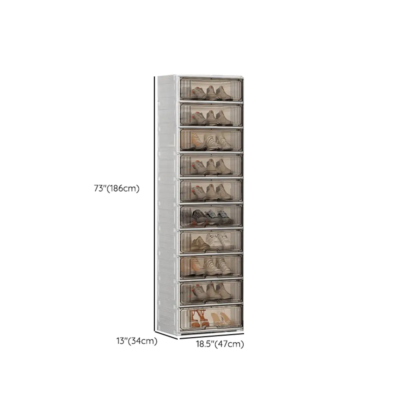 Durable Flip-up Glam Plastic Clear Shoe Boxes Stackable