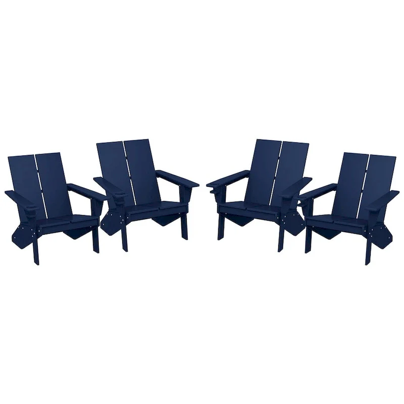 Polytrends Coastin Modern Poly Adirondack Chair (Set of 4), Black