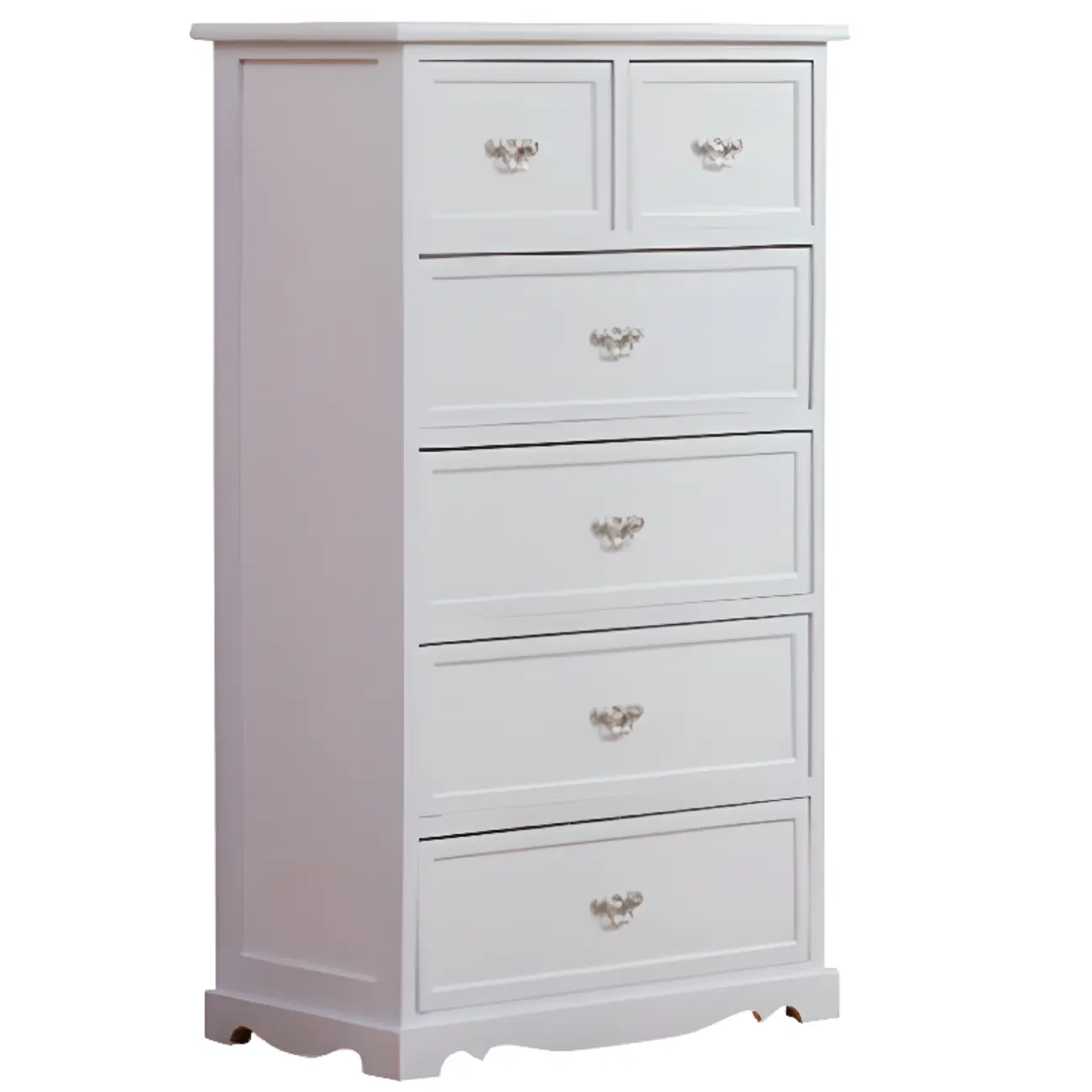 Elegant Wooden 7-Drawer White Dresser with Metal Handle