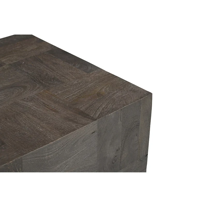 Modern Handcrafted Solid Mango Wood Side Table with Neutral Finish, Clean Lines for Living Room