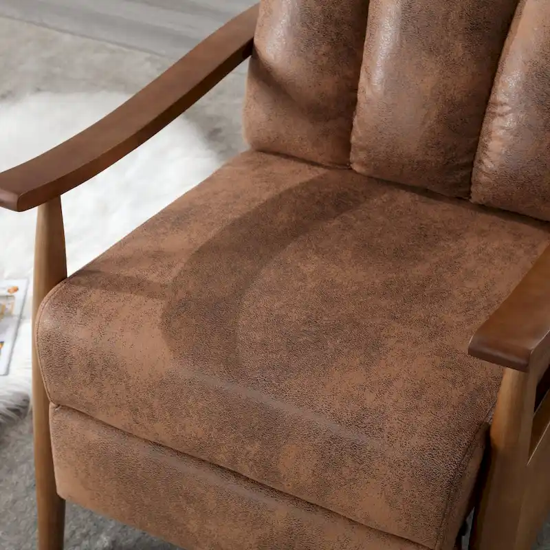 PU Leather Recliner Chair,Living Room Solid Wood Accent Chair