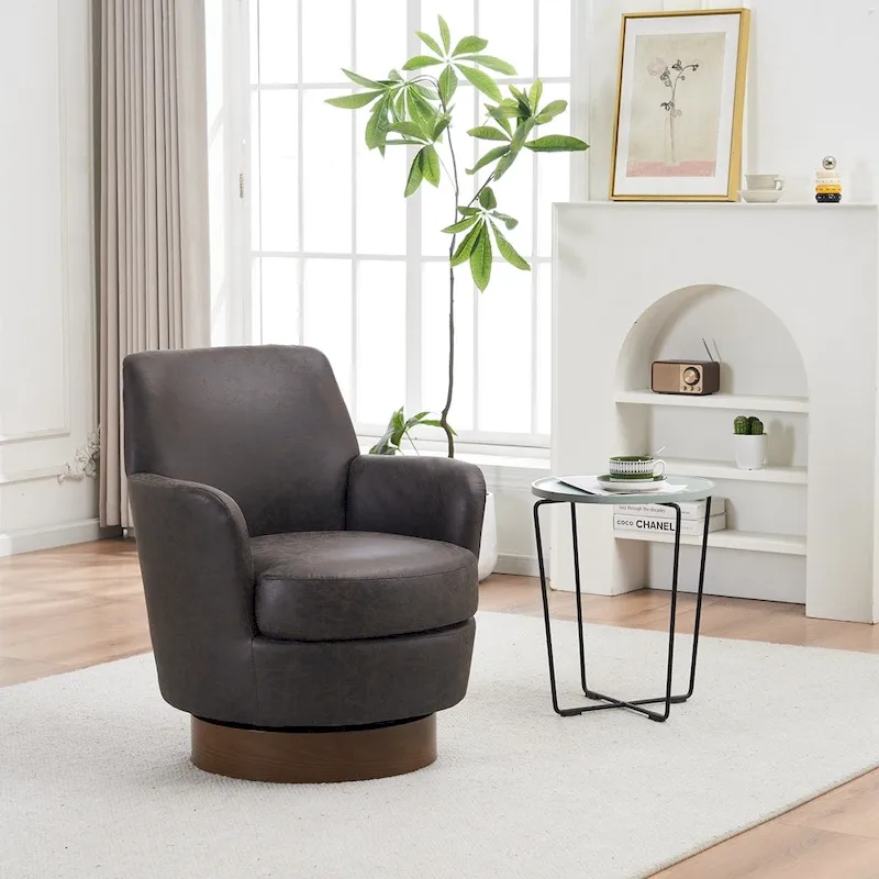 PU leather Swivel Barrel Chair