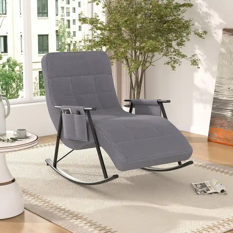 Adjustable Rocking Chair, Nursery Glider Chair with Adjustable High Back and Foot Rest
