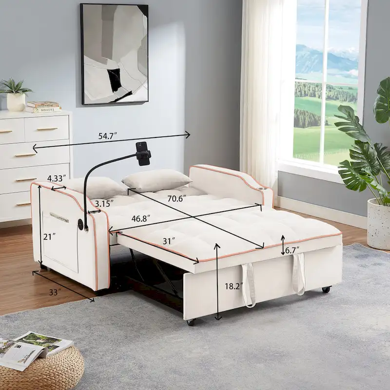 Modern sofa sofa sofa velvet pull-out bed