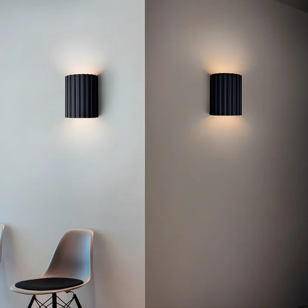 Modern Ribbed Half Cylinder Up Down Wall Sconce