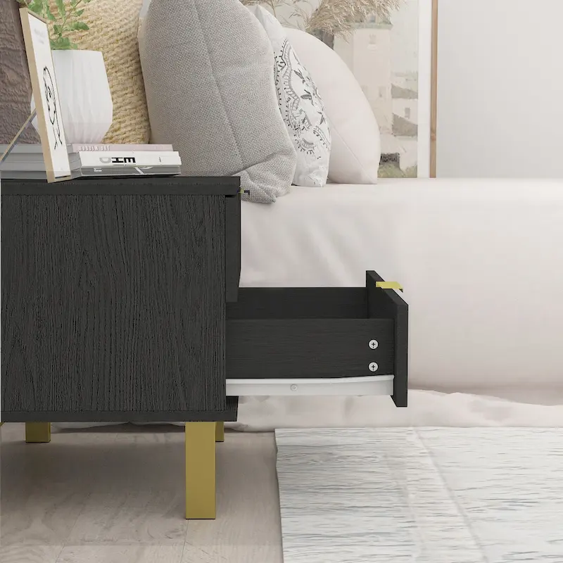 Modern Metal/ Chipboard 2-Drawer Nightstand