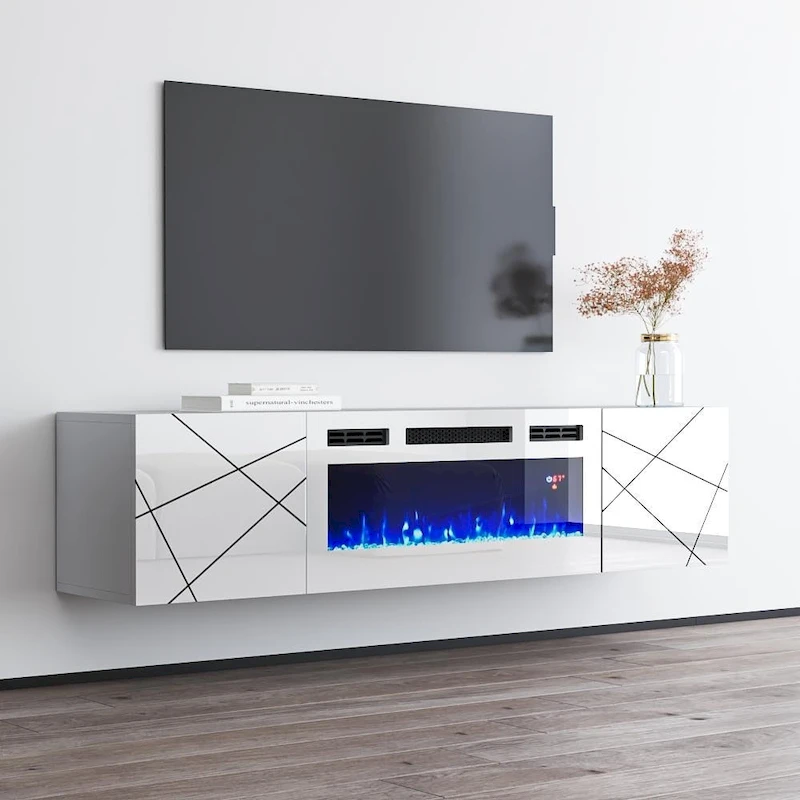 London WH-EF Electric Fireplace 63 TV Stand