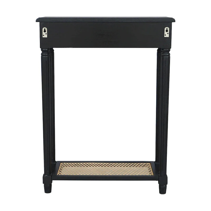 1-drawer Solid Wood Console Accent Table with Cane Shelf