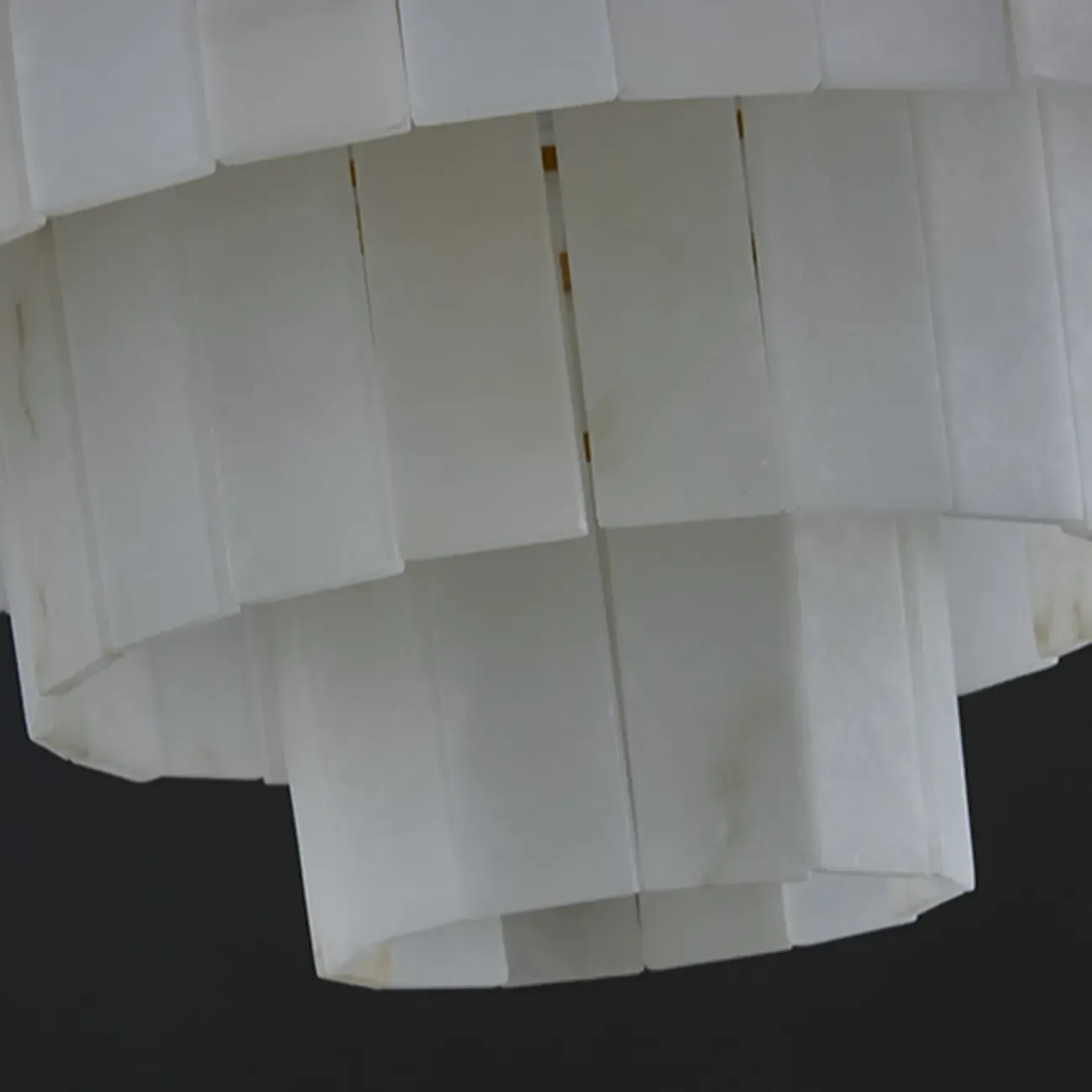 Classic Gold Tiered Circular Alabaster Chandelier