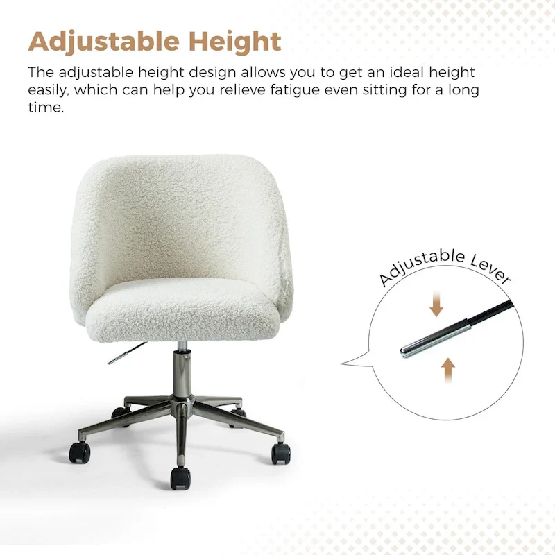 Joah Modern Boucle 360 Swivel Height Adjustable Swivel Office Chair with Rolling Wheels by HULALA HOME - N/A