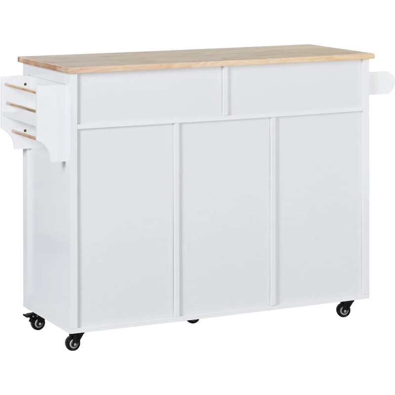 53 in. W Kitchen Island with Countertop and Drawers - N/A